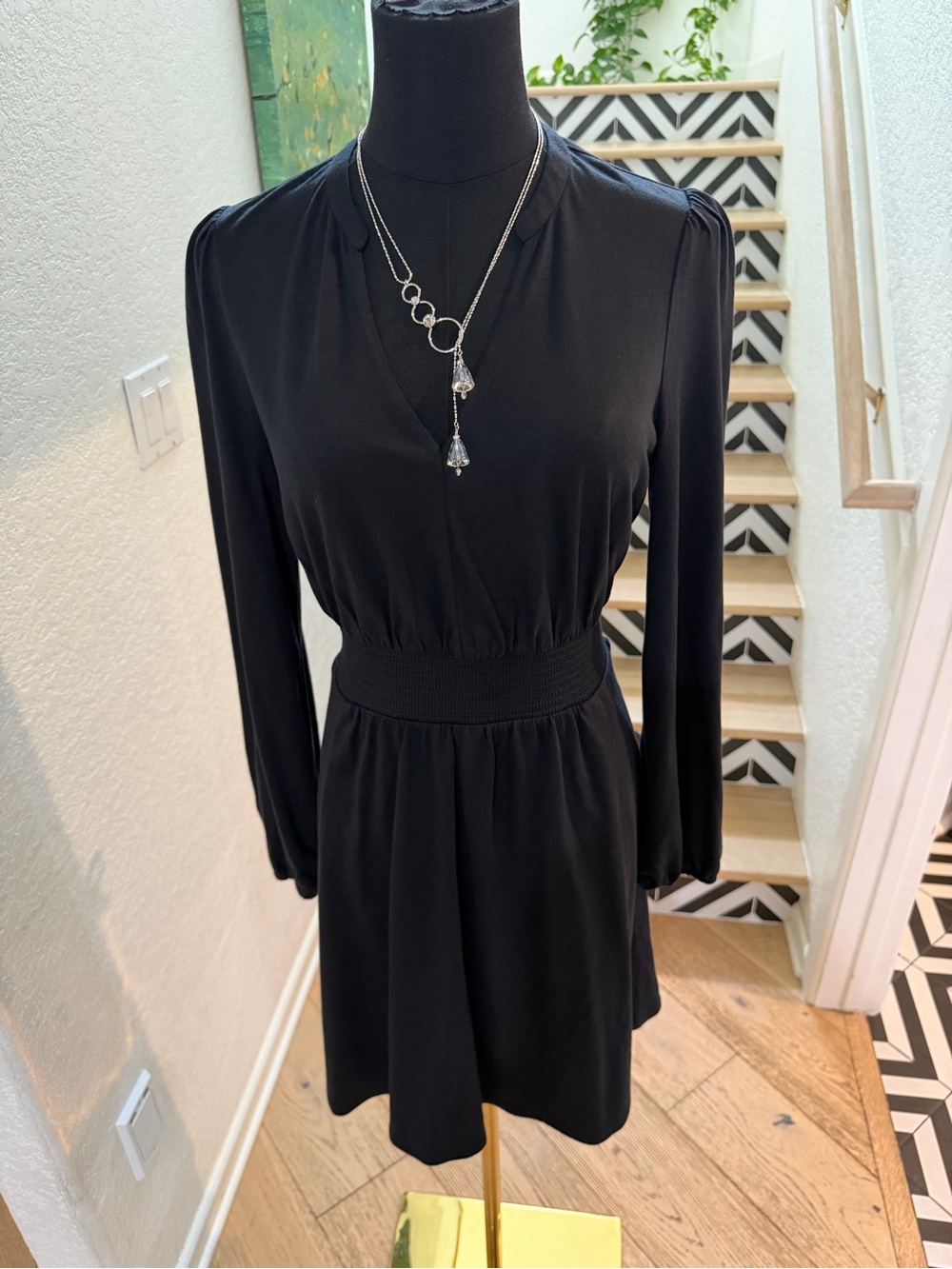 Boden Georgia Jersey Midi Dress Long Sleeve Mini Dress in Black Size Medium